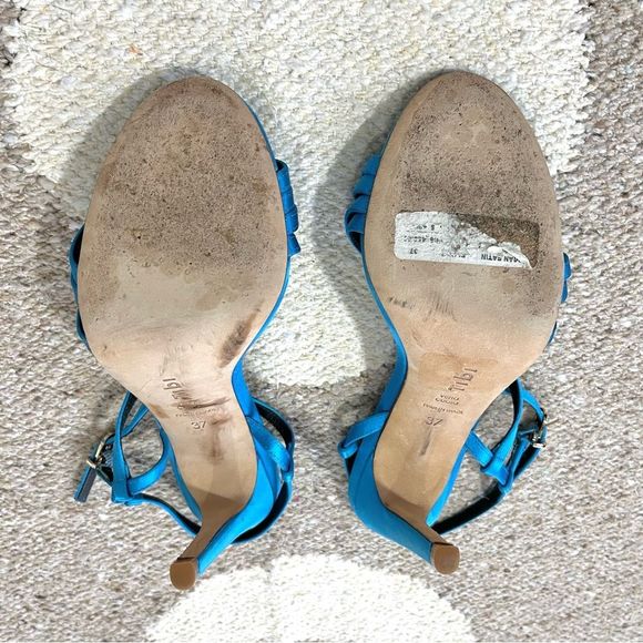 Tibi Vivian Satin Strappy Sandal Heels in Blue Orchid Size 7 - Picture 8 of 12